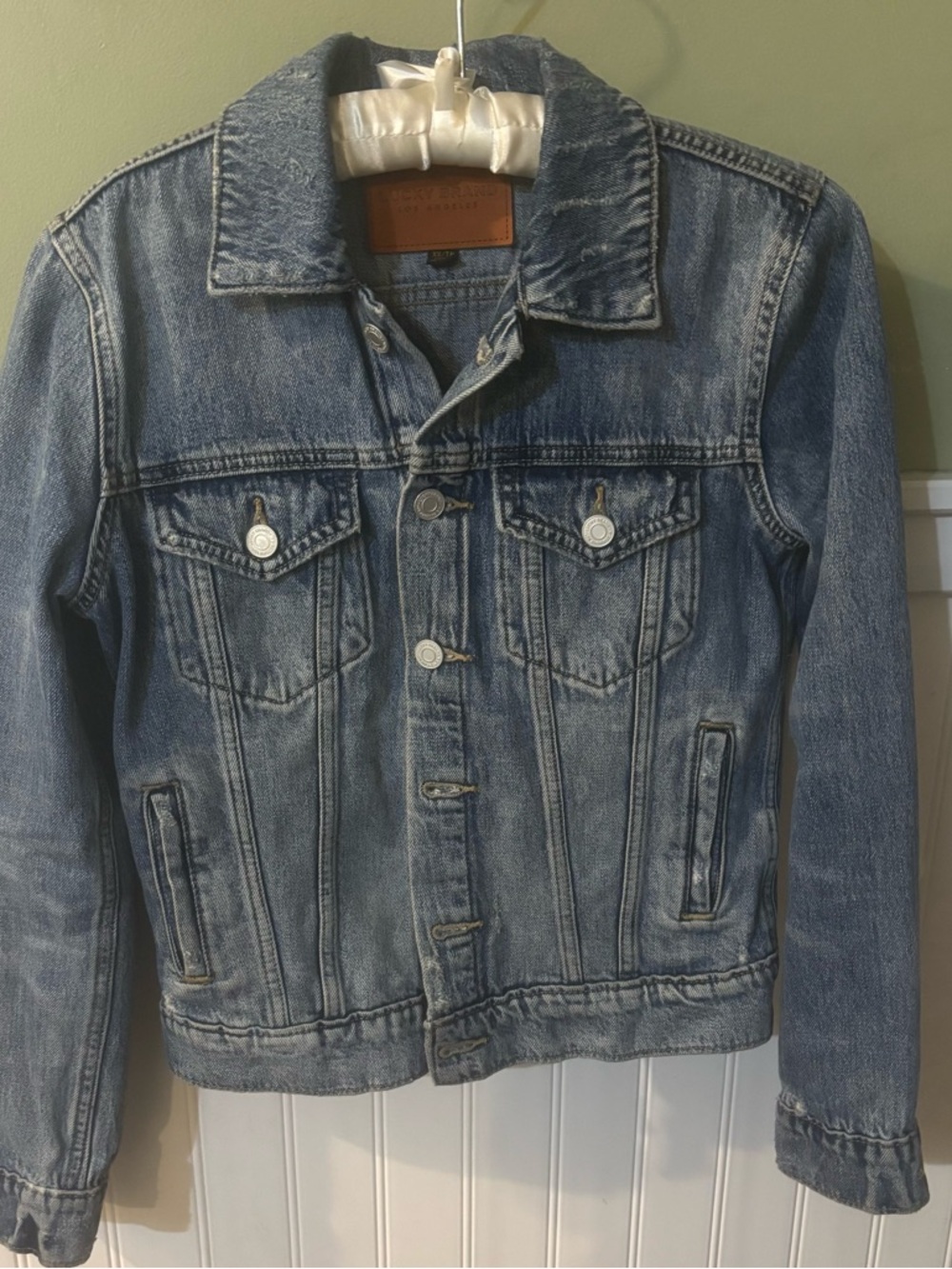 Lucky Brand Distressed Light Blue Denim Jacket